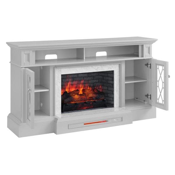 Parkbridge 68 in. Freestanding Electric Fireplace TV Stand in Light Gray with KD Insert