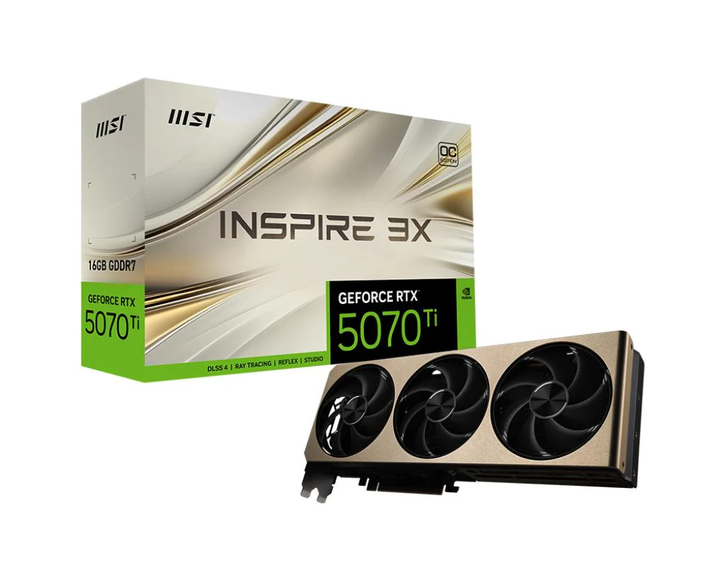 MSI GeForce RTX 5070 Ti 16G INSPIRE 3X OC (DLSS 4. 3x DisplayPort. 1x HDMI 2.1)