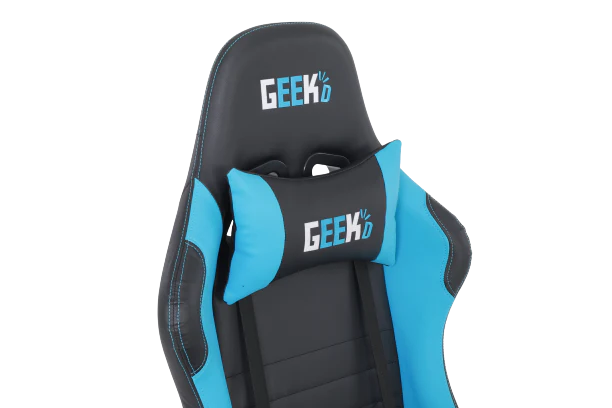 Geekd Vulcan Gaming-Stuhl. Schwarz/Blau – Oberseite aus PU-Leder – bis zu 120 kg