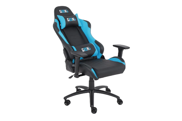 Geekd Vulcan Gaming-Stuhl. Schwarz/Blau – Oberseite aus PU-Leder – bis zu 120 kg