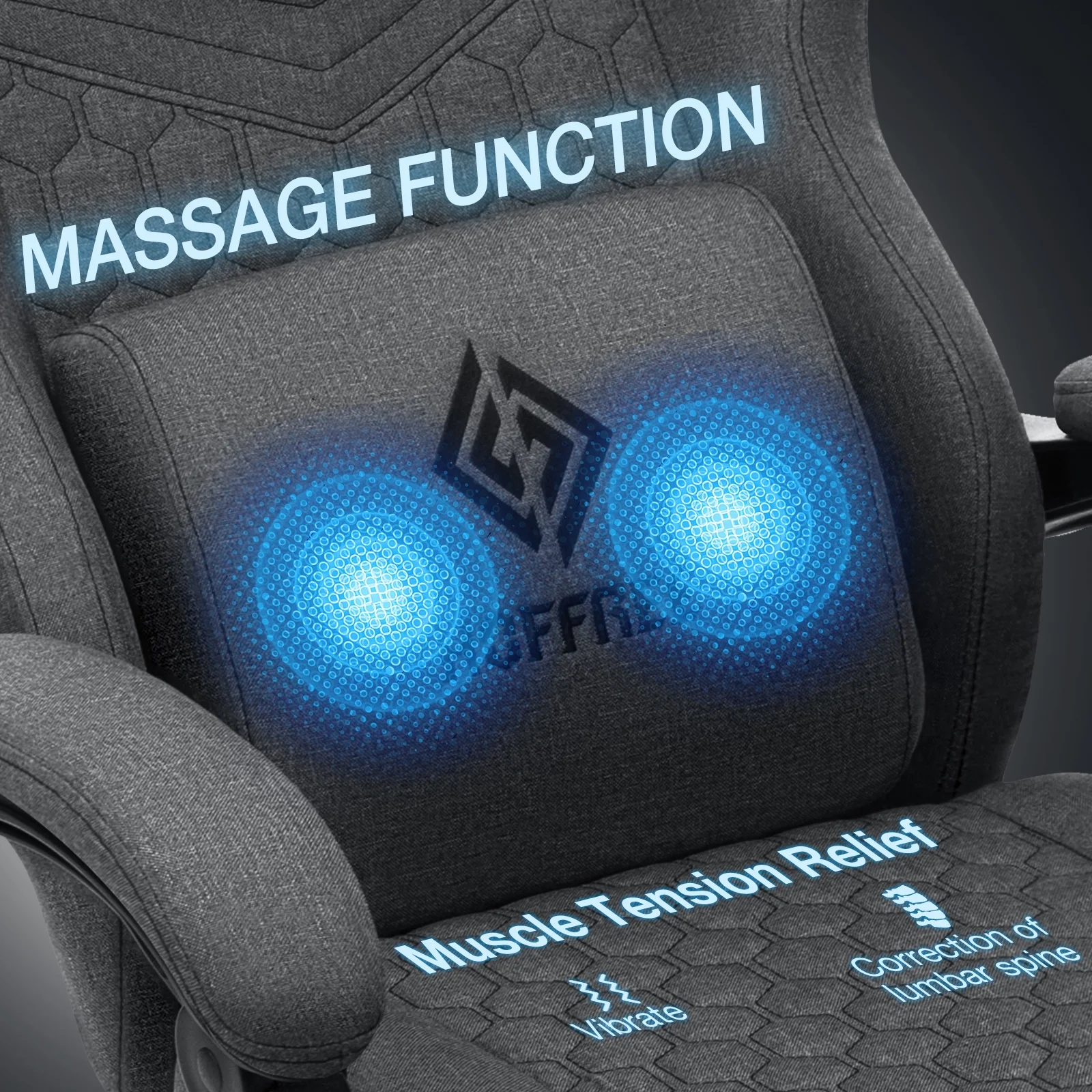 Hoffree Gaming Chair with Speakers Fabric Gamer Chair with footrest and massage Big and Tall Video Game Chair with Headrest and Lumbar Support for Adults