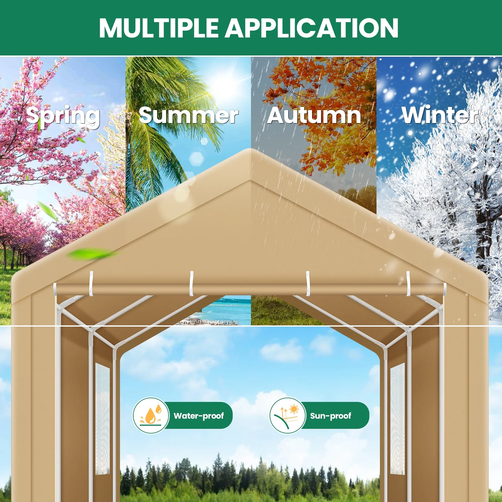 HOTEEL Carport 10'x20' Large Heavy Duty Car Canopy with Steel Frame, Portable Garage Wedding Tent Big Tents Carports Shelter, All-Season Tarp for Outdoor Party Birthday, White