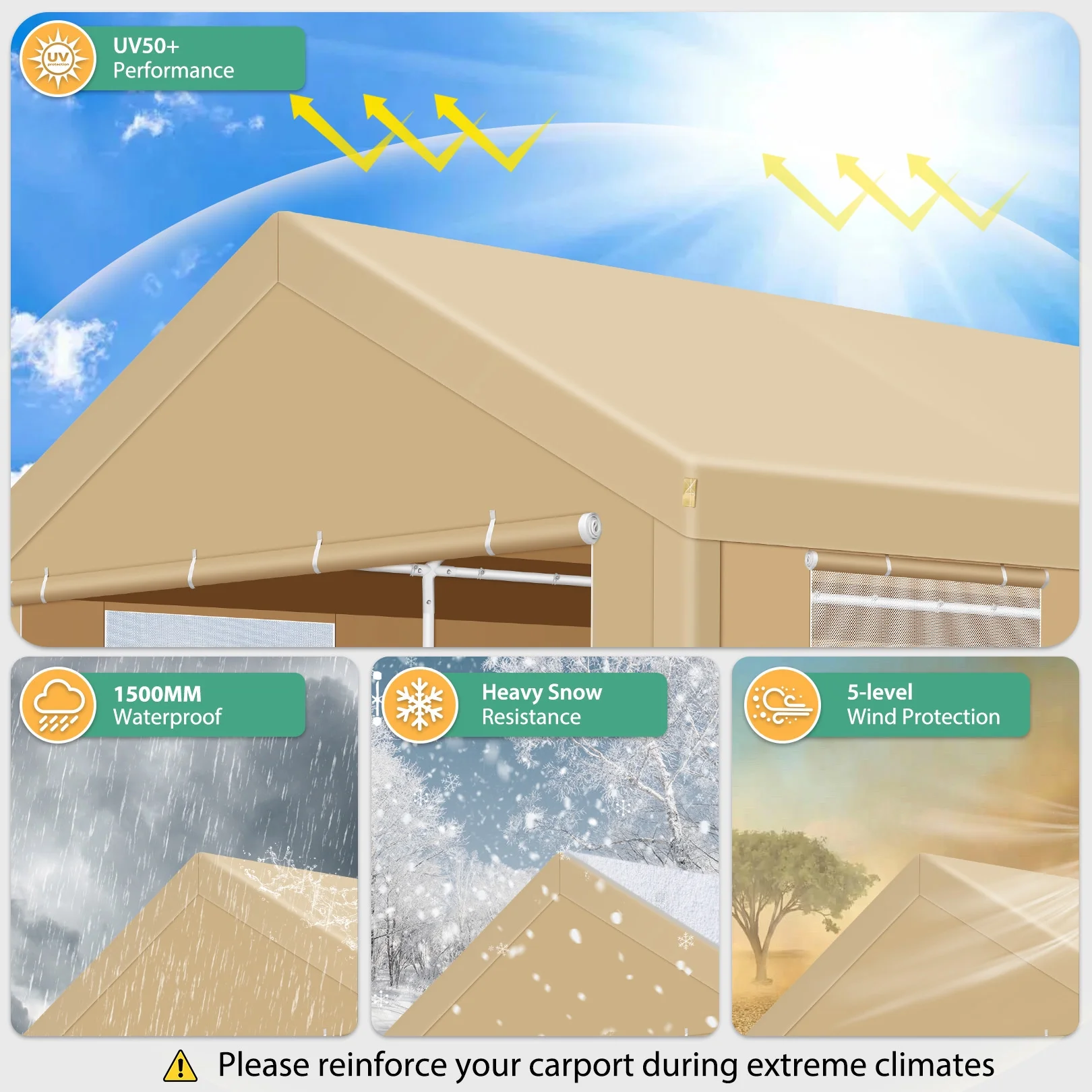 HOTEEL Carport 10'x20' Large Heavy Duty Car Canopy with Steel Frame, Portable Garage Wedding Tent Big Tents Carports Shelter, All-Season Tarp for Outdoor Party Birthday, White